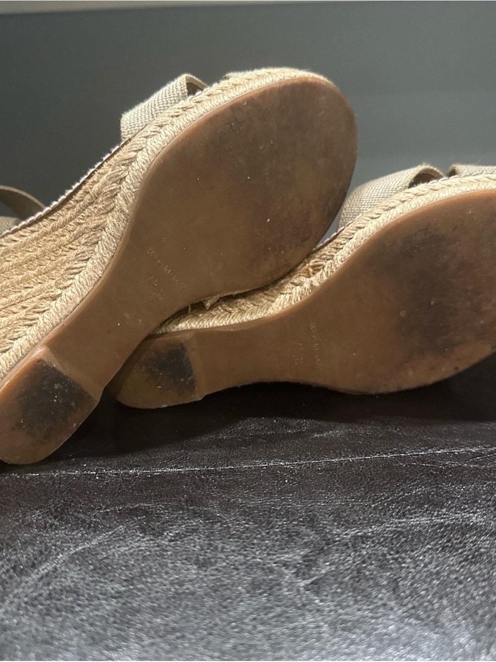 Tory Burch Frieda Espadrille Wedge Sandals Beige Ankle Strap Women 7.5M - Picture 6 of 9